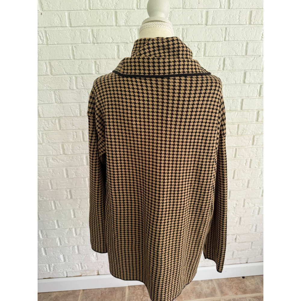 Calvin Klein Cowl Neck Sweater Womens Medium Tan Black Houndstooth - Picture 5 of 6